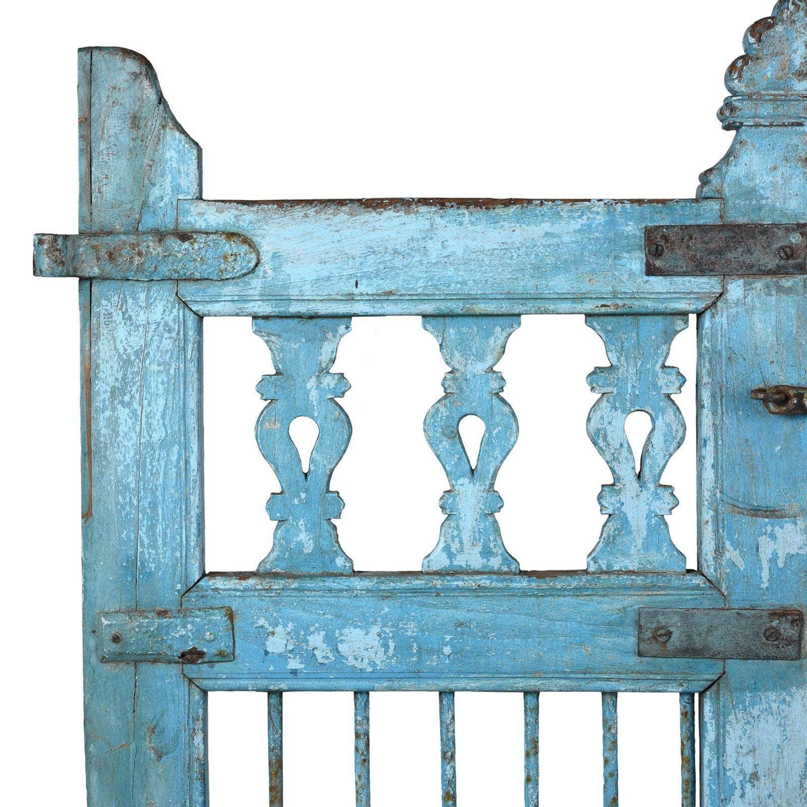 Blue Painted Teak Dog Gate From Gujarat   Late 19th Century photo furniture