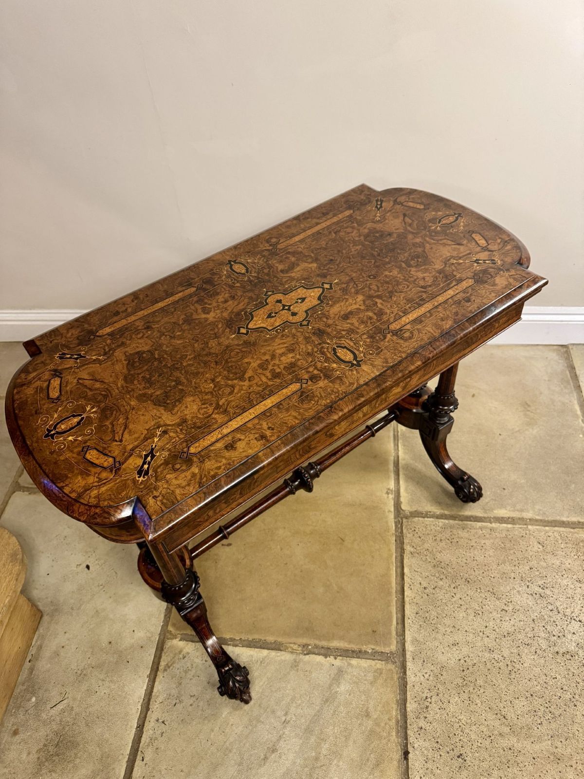 Fantastic Quality Antique Burr Walnut Marquetry Inlaid Card Table photo vinterior