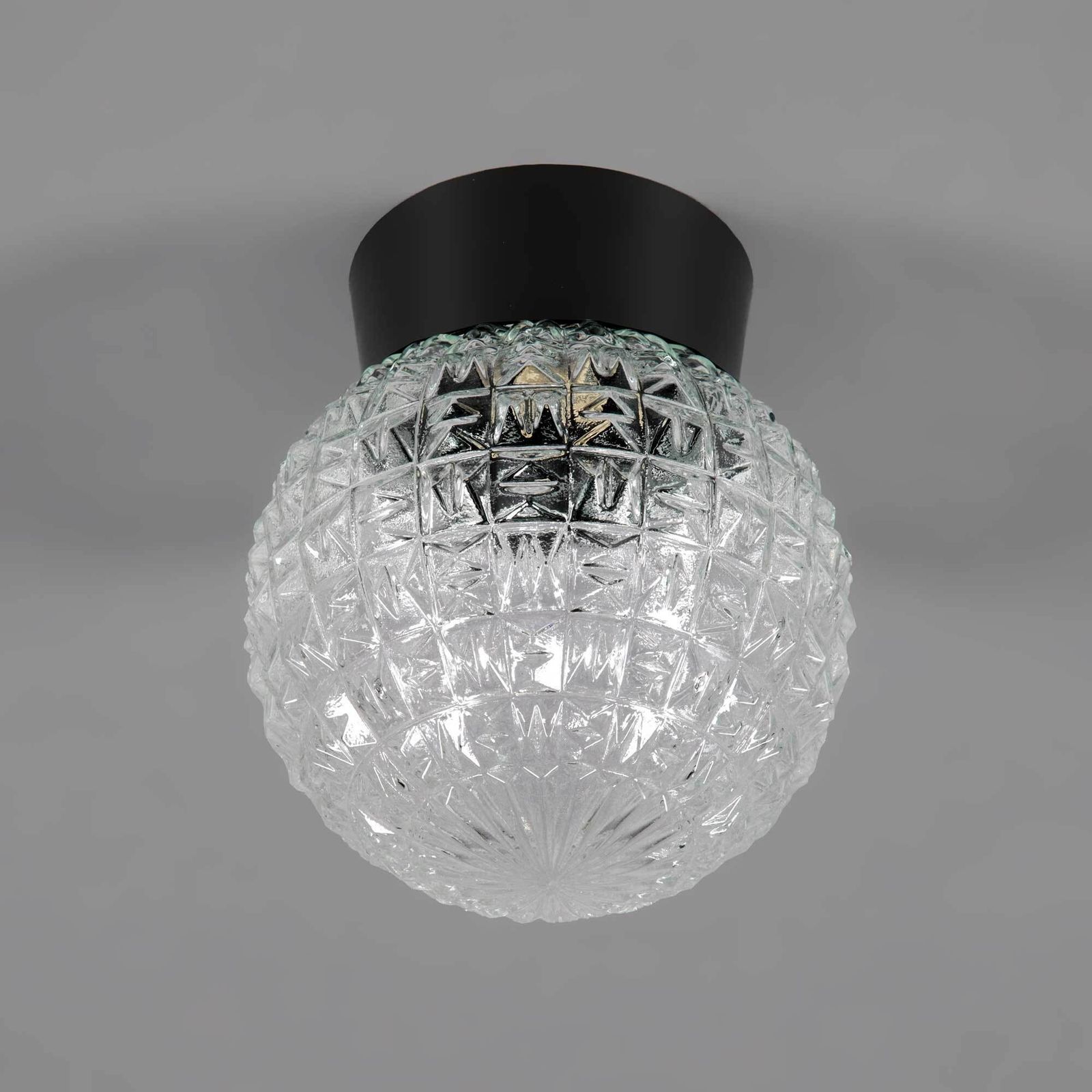 Small Vintage Crystal Cut Glass Flush Light photo 270.0