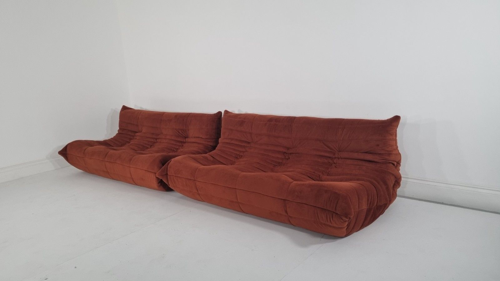 Ligne Roset Pair Of 3 Seater Togo's In Russet Velvet Immaculate photo vinterior