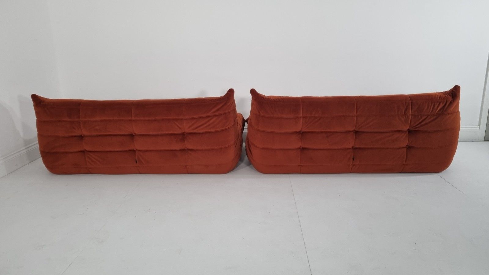 photo furniture Ligne Roset Pair Of 3 Seater Togo's In Russet Velvet Immaculate