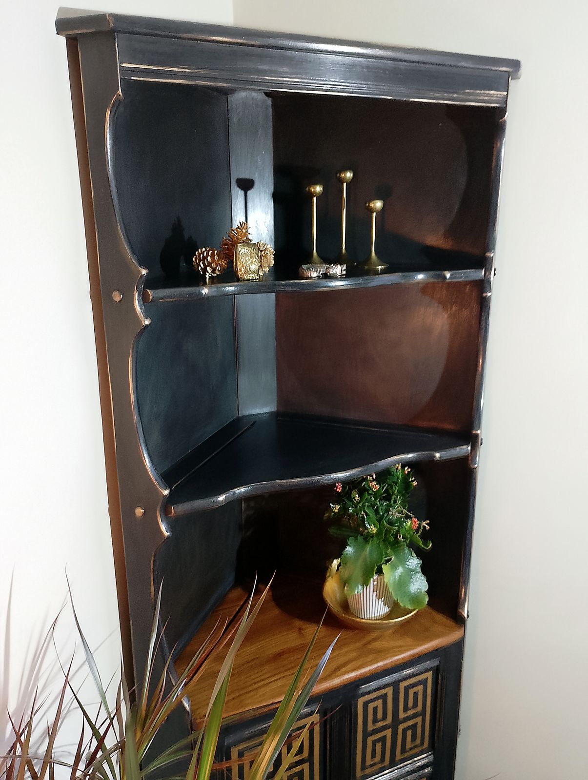 Ercol Corner Cabinet In Athenian Black With Hand Painted Gold Highlights photo Furniture