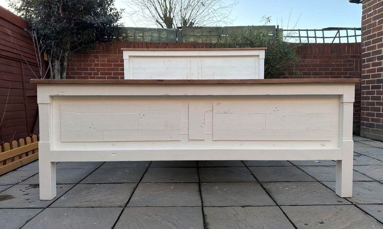 Pgt Reclaimed Cintra Driftwood Natural & Limestone Finish Super King Bed Frame   Great Condition photo Furniture