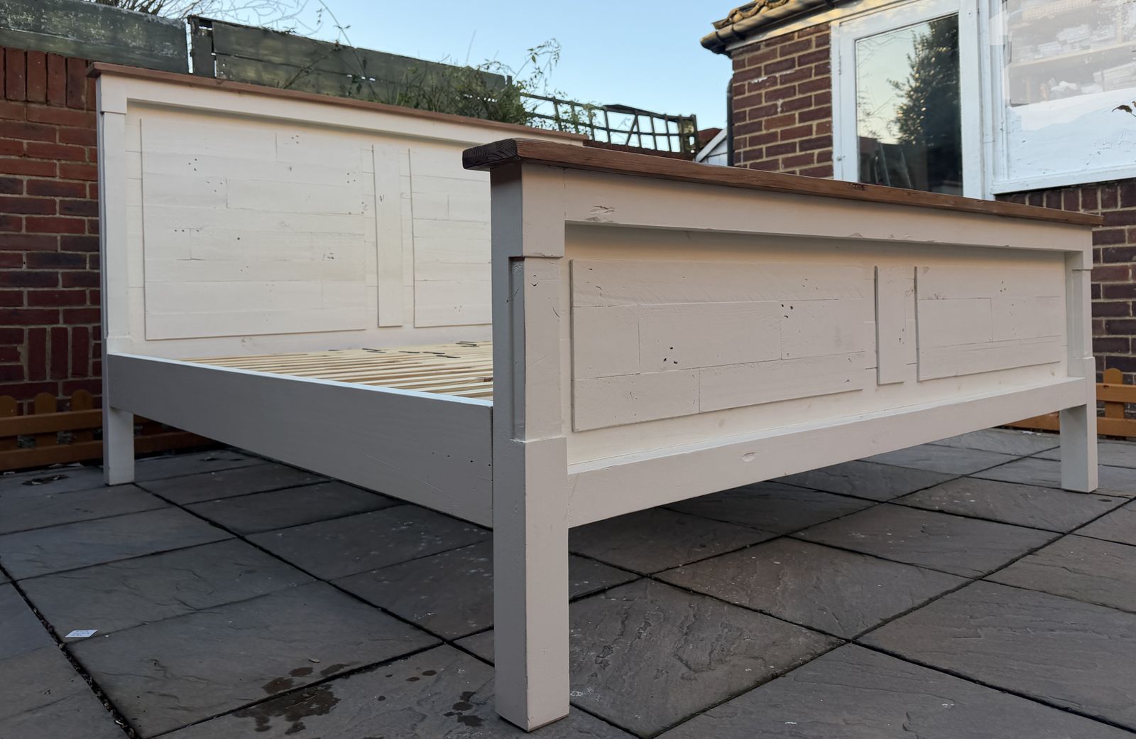 photo buy Pgt Reclaimed Cintra Driftwood Natural & Limestone Finish Super King Bed Frame   Great Condition