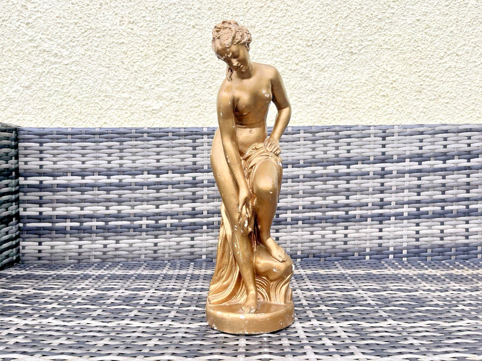 photo furniture Antique French Plaster Chalkware Lady Maiden Bathing Figurine Venus By Allegrain