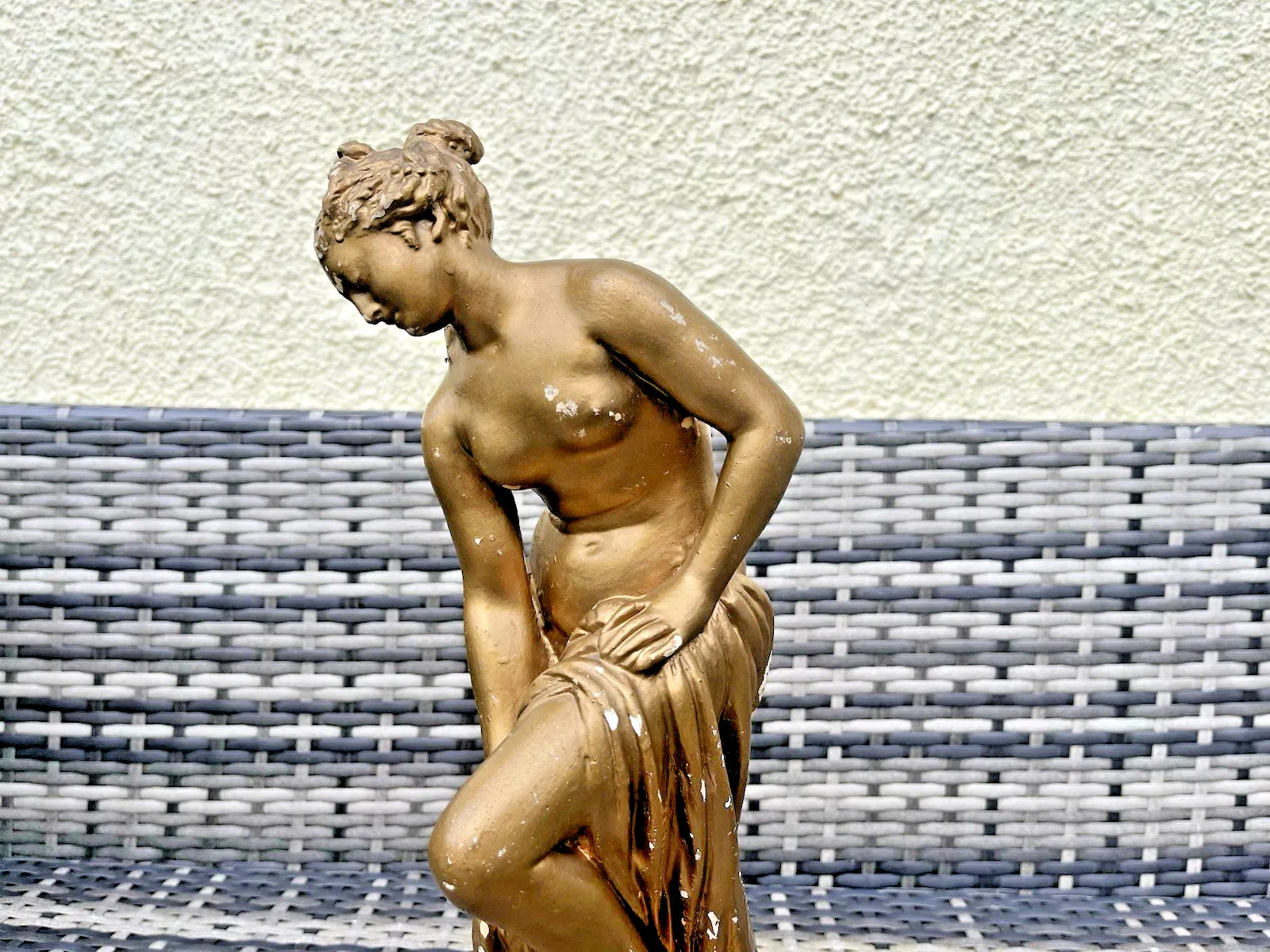Home Decor Antique French Plaster Chalkware Lady Maiden Bathing Figurine Venus By Allegrain photo