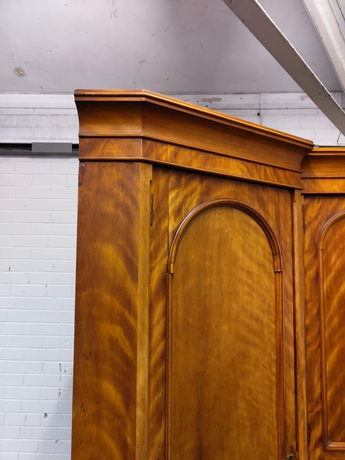 Antique Victorian Satin Birch Corner Wardrobe Armoire Compactum photo for sale