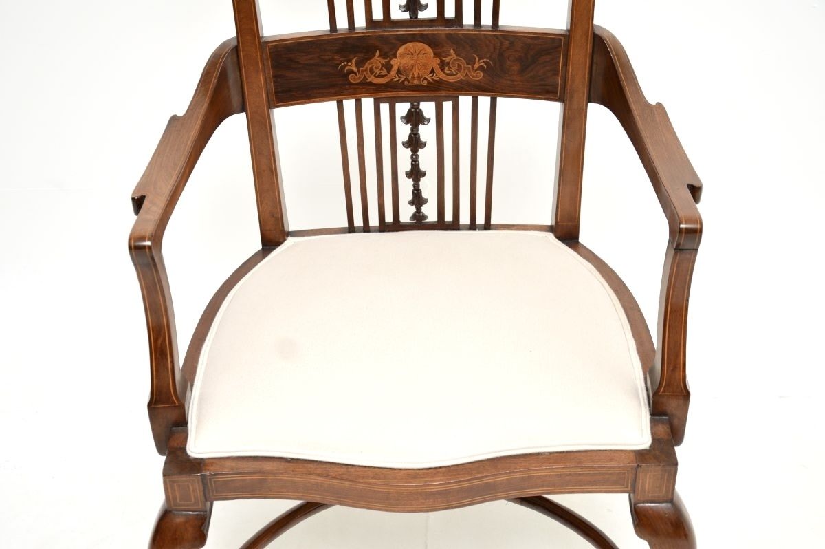 Antique Edwardian Inlaid Mahogany Armchair photo 1294.0