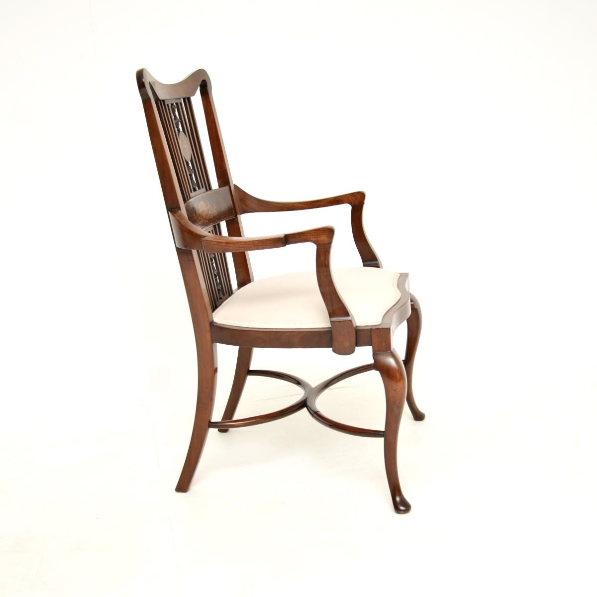 Antique Edwardian Inlaid Mahogany Armchair photo buy