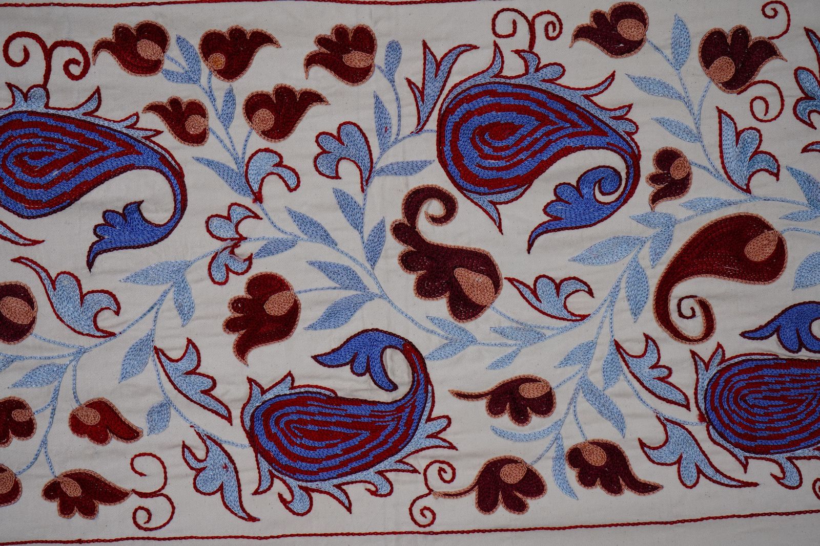 Floral Suzani Embroidery   Handmade Table Runner photo Textiles