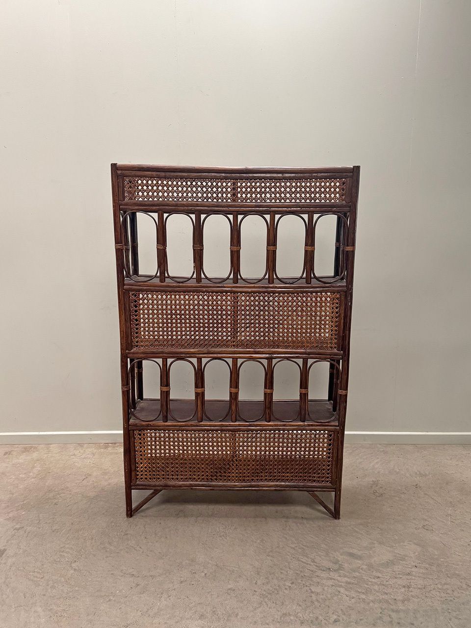 Large Caned Shelves, 1970s, Vintage photo furniture
