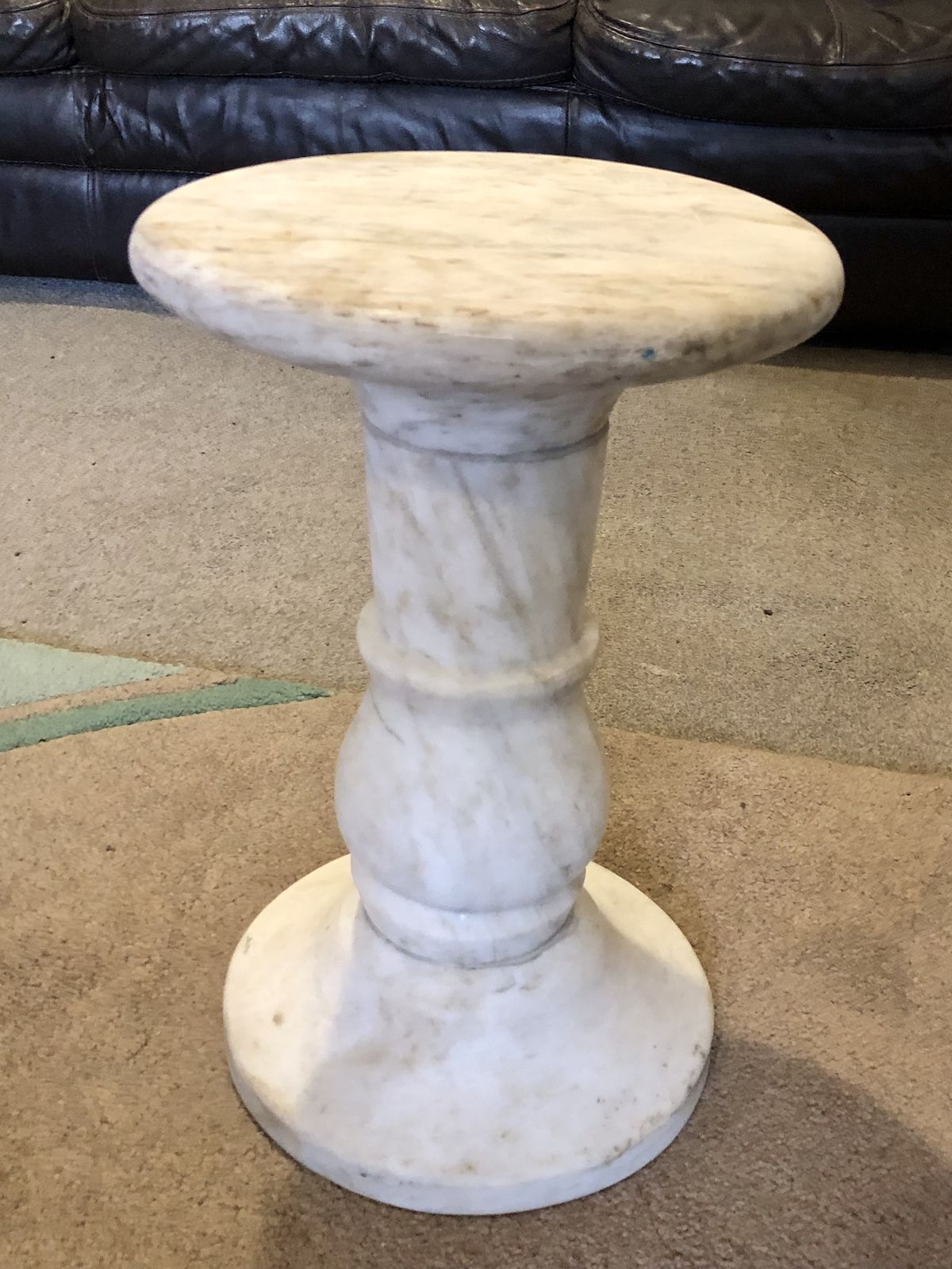 photo furniture Handsome Antique Off White Marble Pedestal