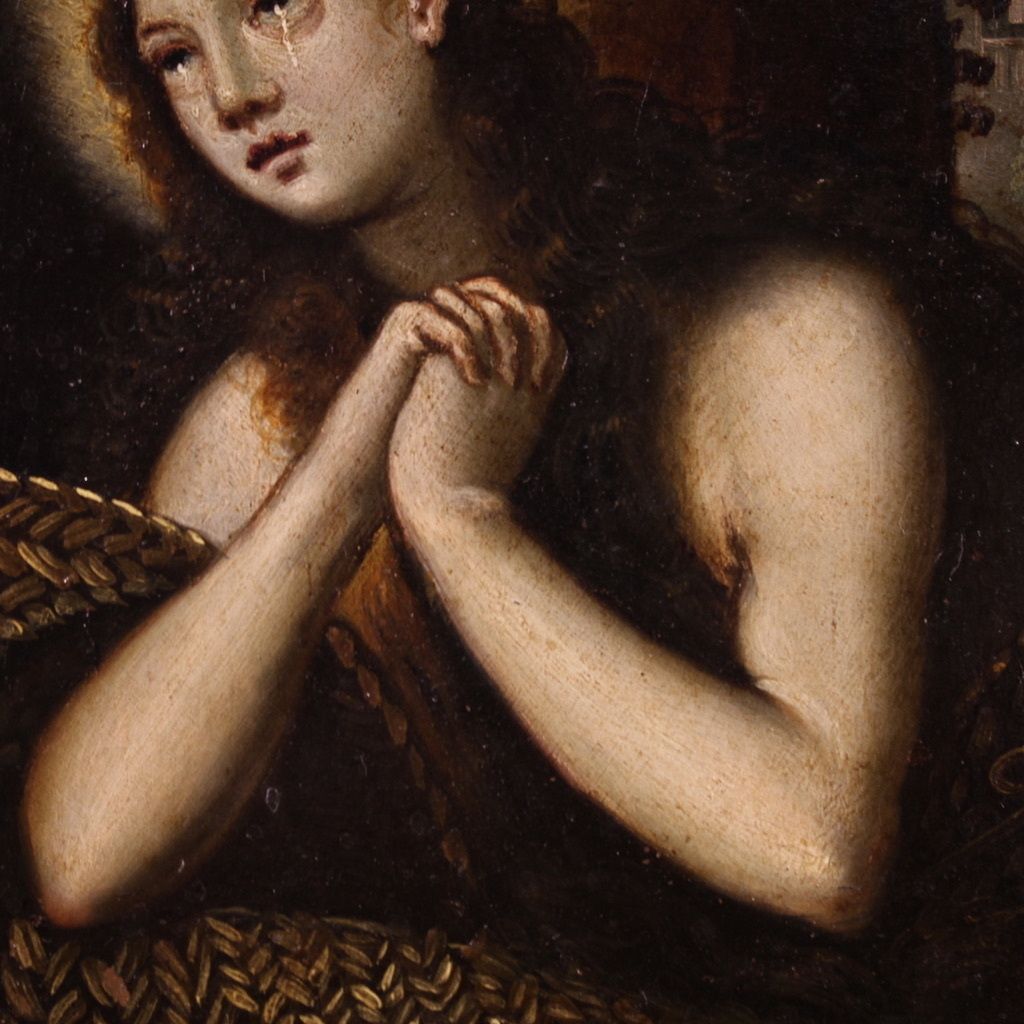 Antique 17th Century Copper Painting, Penitent Magdalene photo 3800.0
