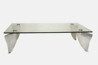 Vintage Glass And Polished Aluminum Coffee Table By Matthew Hilton photo 450.0