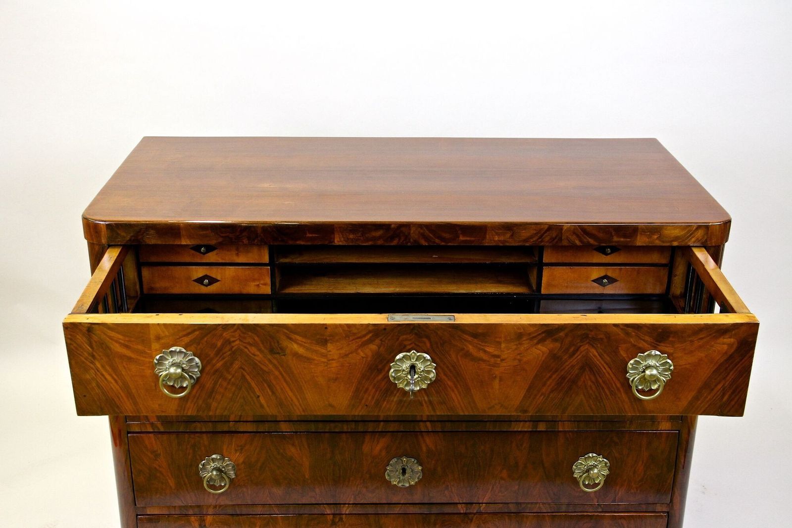 19th Century Biedermeier Chest Of Drawers/ Secretary, Nutwood, At Ca. 1830 photo vinterior