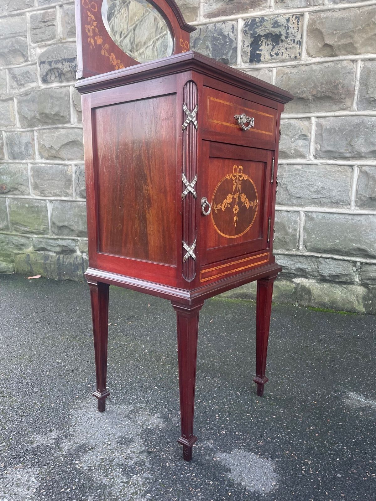 Edwardian Inlaid Mahogany Bedside Cabinet photo for sale