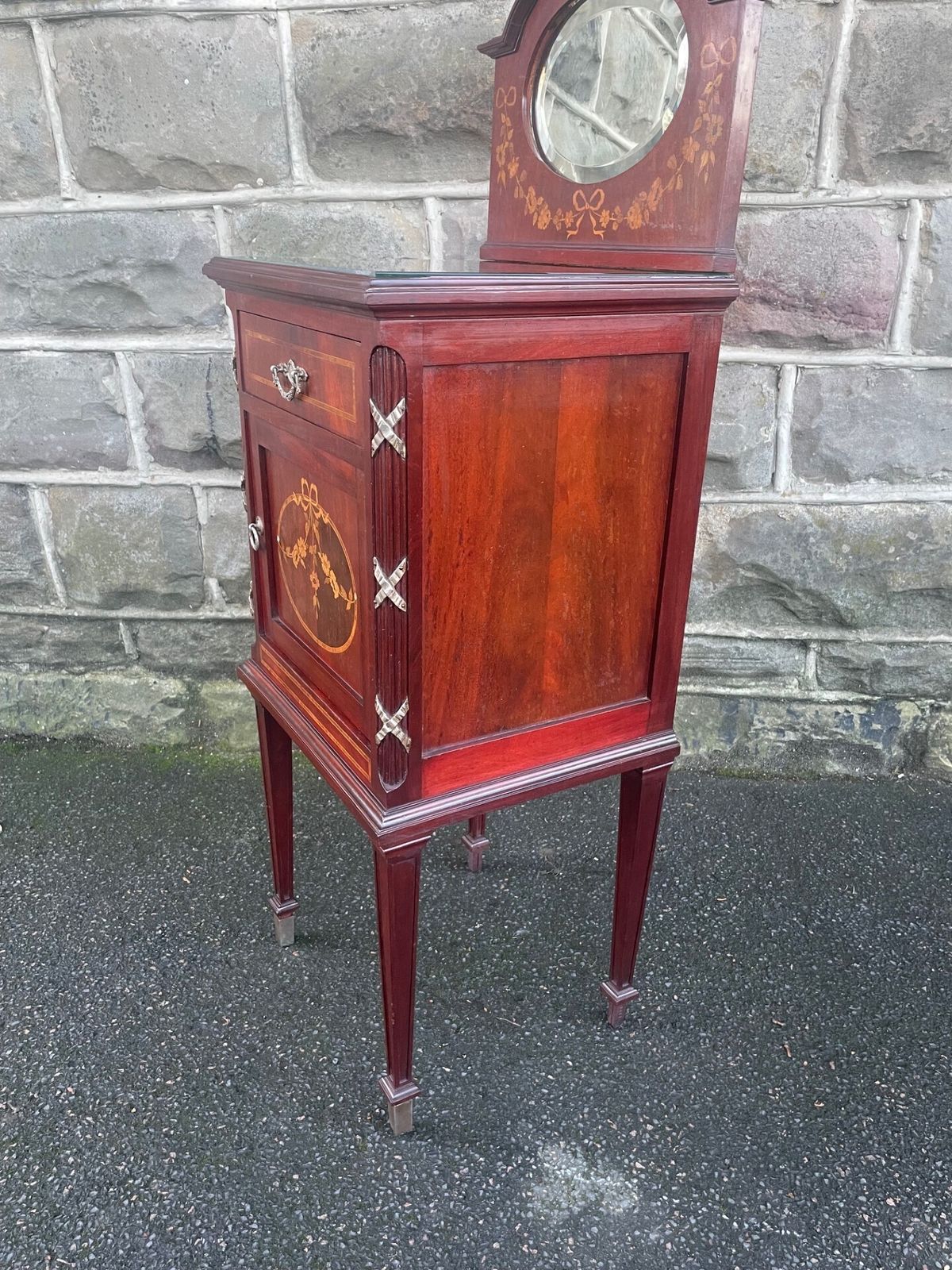 photo for sale Edwardian Inlaid Mahogany Bedside Cabinet
