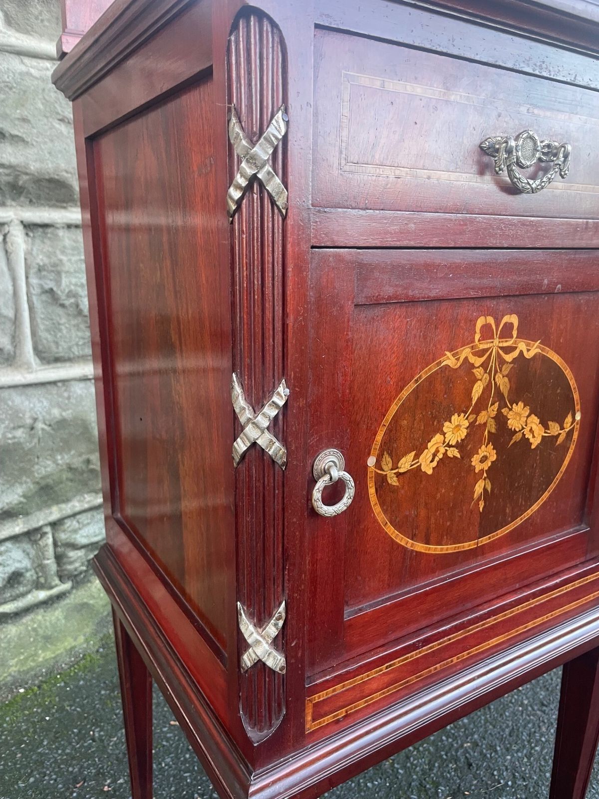 photo buy Edwardian Inlaid Mahogany Bedside Cabinet