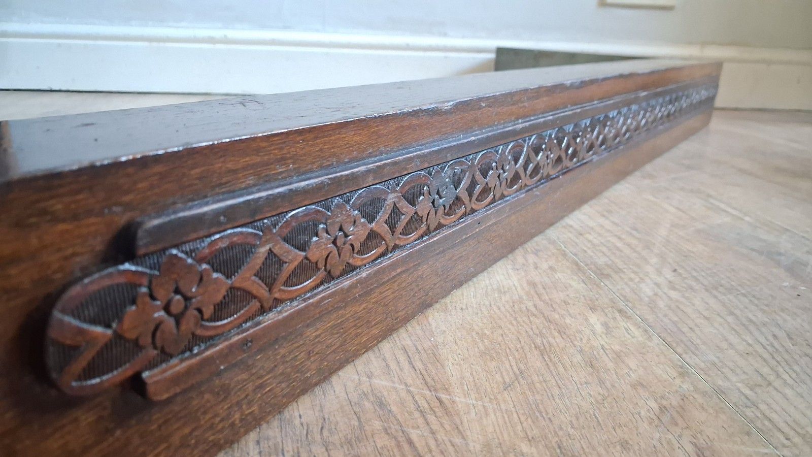 Delightful Original Art Deco 1930's Solid Oak Fireplace Fender /Guard photo for sale