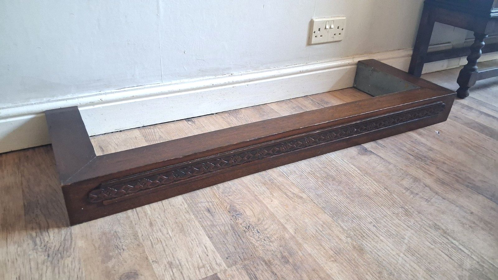 Delightful Original Art Deco 1930's Solid Oak Fireplace Fender /Guard photo Home Fixtures