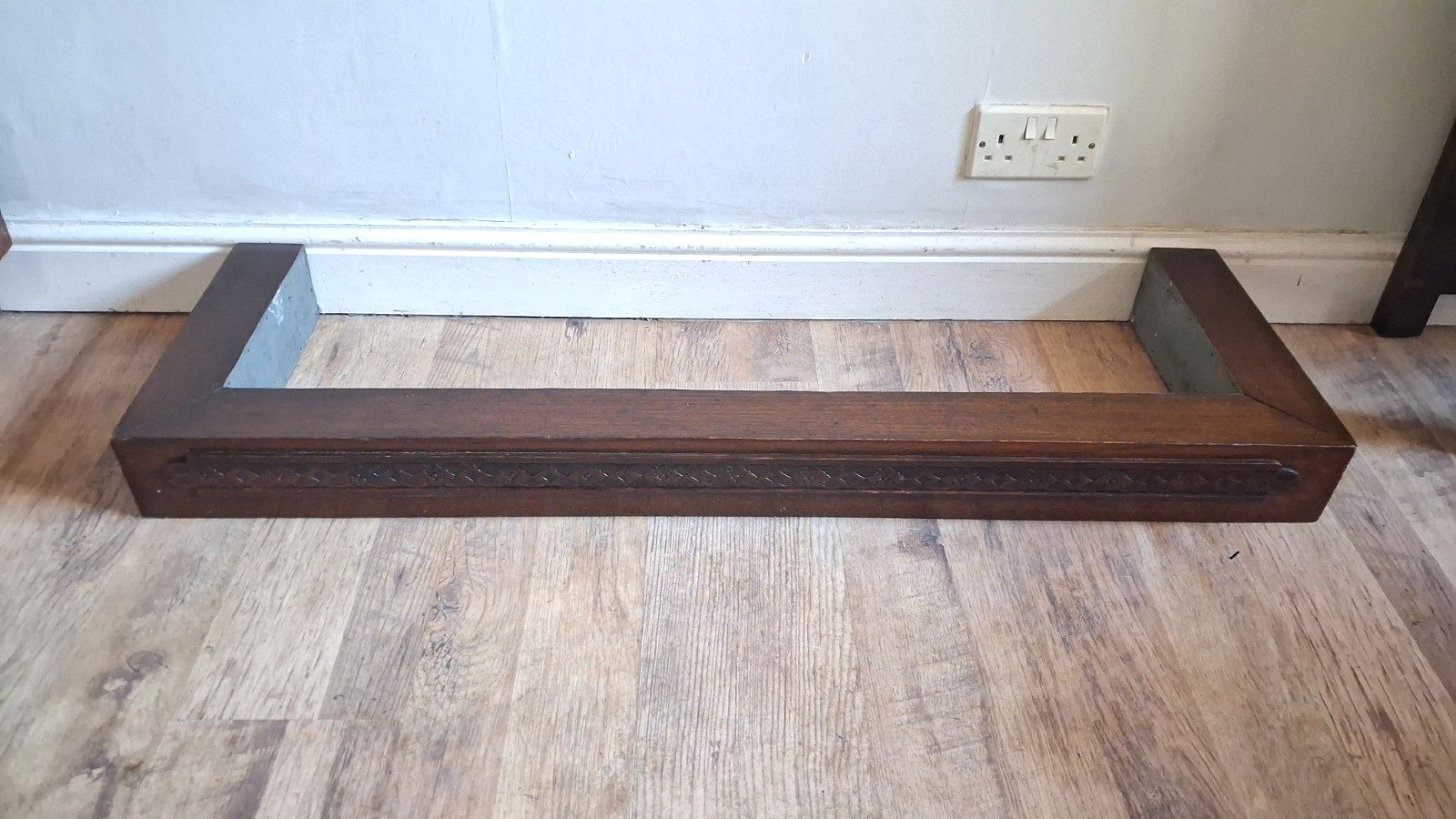 photo furniture Delightful Original Art Deco 1930's Solid Oak Fireplace Fender /Guard
