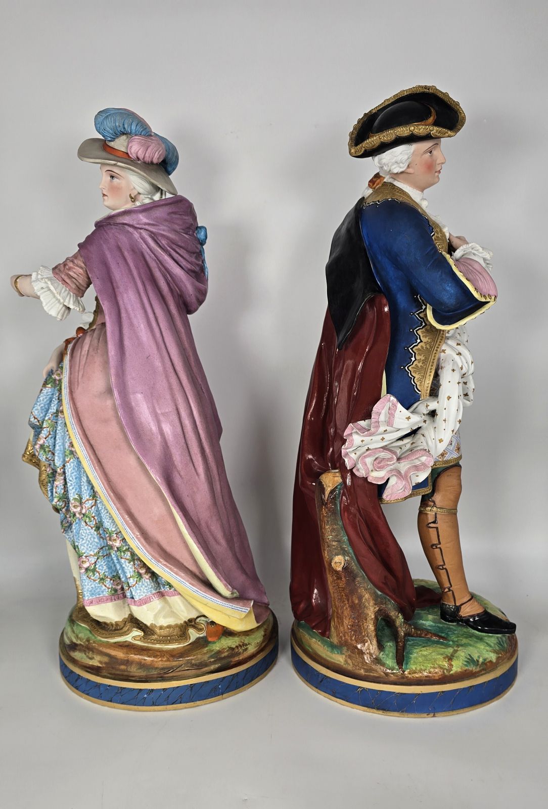 A Pair Of 19th Century Large French Porcelain Hand Painted Figures, Circa 1860 photo for sale