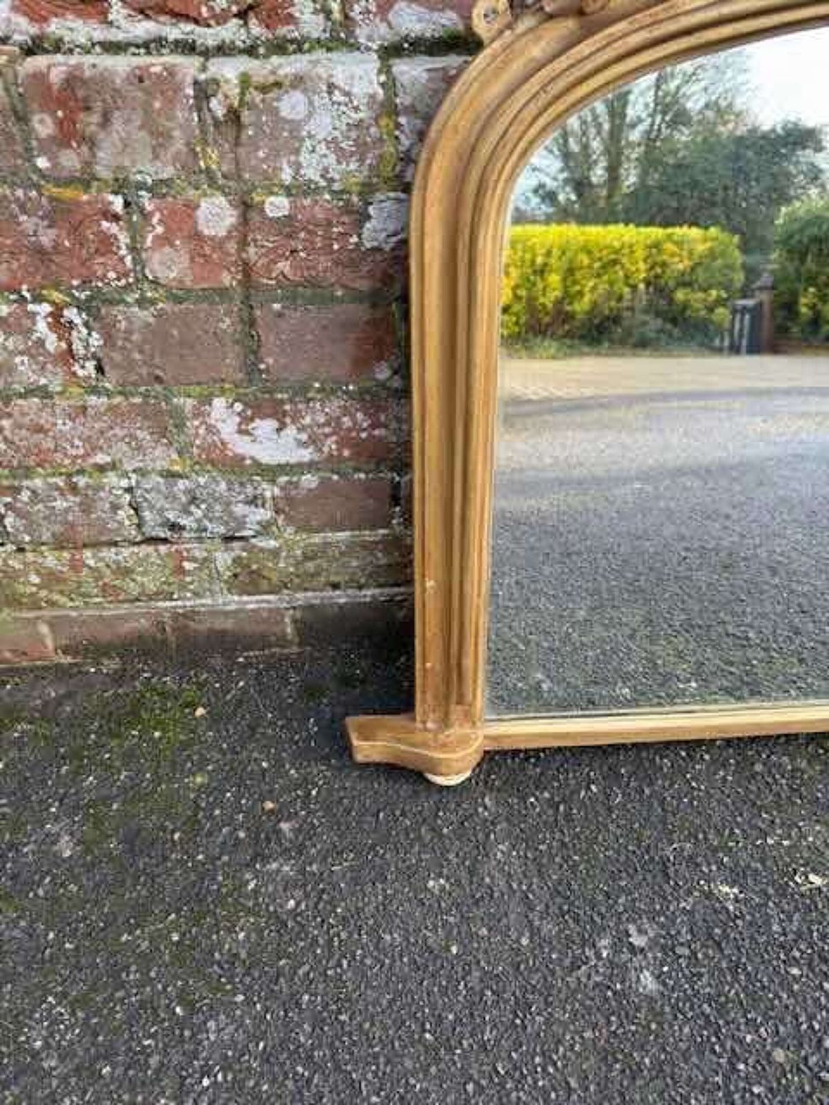 A Delightful Sizes Antique English 19th C Arched Top Gilt Overmantle Mirror. photo furniture