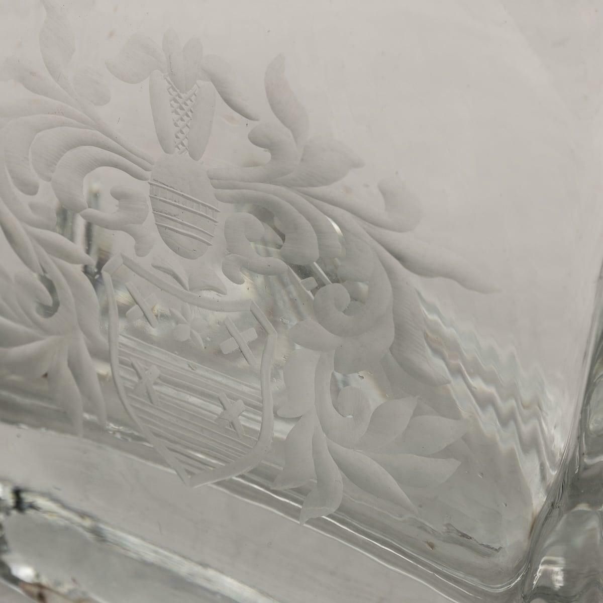 21stc English Solid Silver Mounted Glass Decanters With Heraldic Engraving C2007 photo vintage