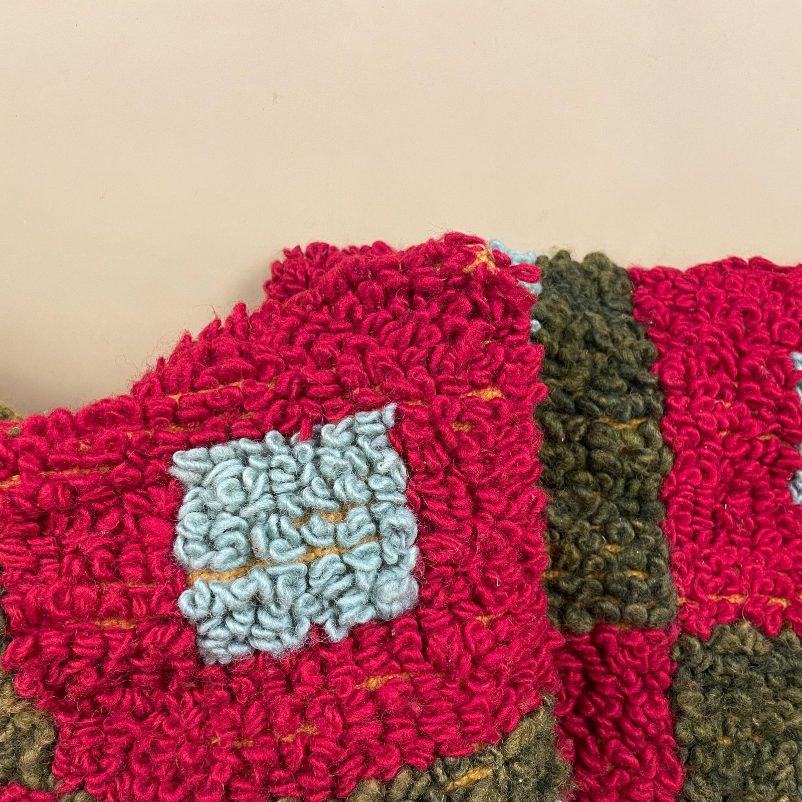 Set Of 2 Vintage Moroccan Wool Woven Cushion Scatter Pillow Kilim Boucle Red Blue Antique Cushions 40x40cm Bolster Throw Decorative photo for sale