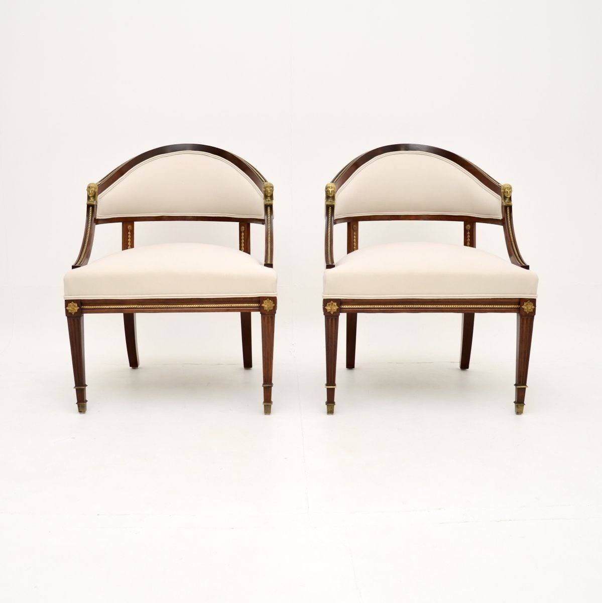 Pair Of Antique Swedish Neoclassical Mahogany Armchairs photo for sale