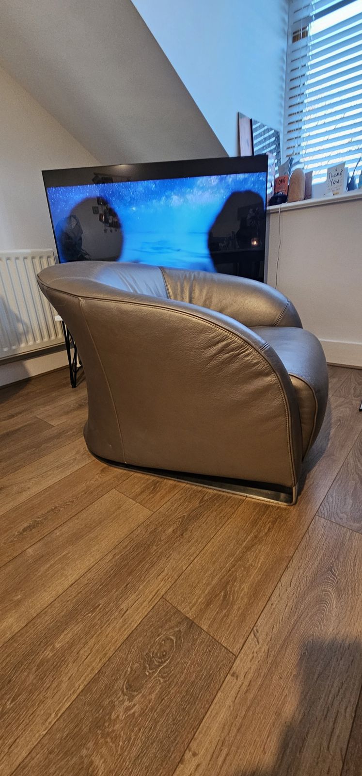 Natuzzi Liz Armchair Metalic Leather photo for sale