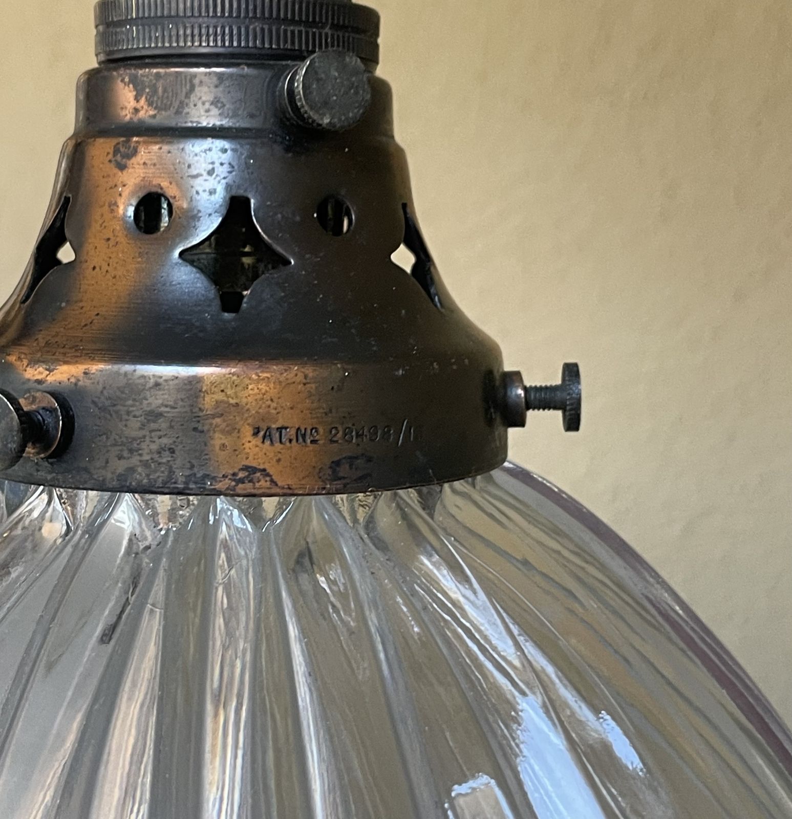 Edwardian Holophane Light Pendant (9 Inch) photo furniture