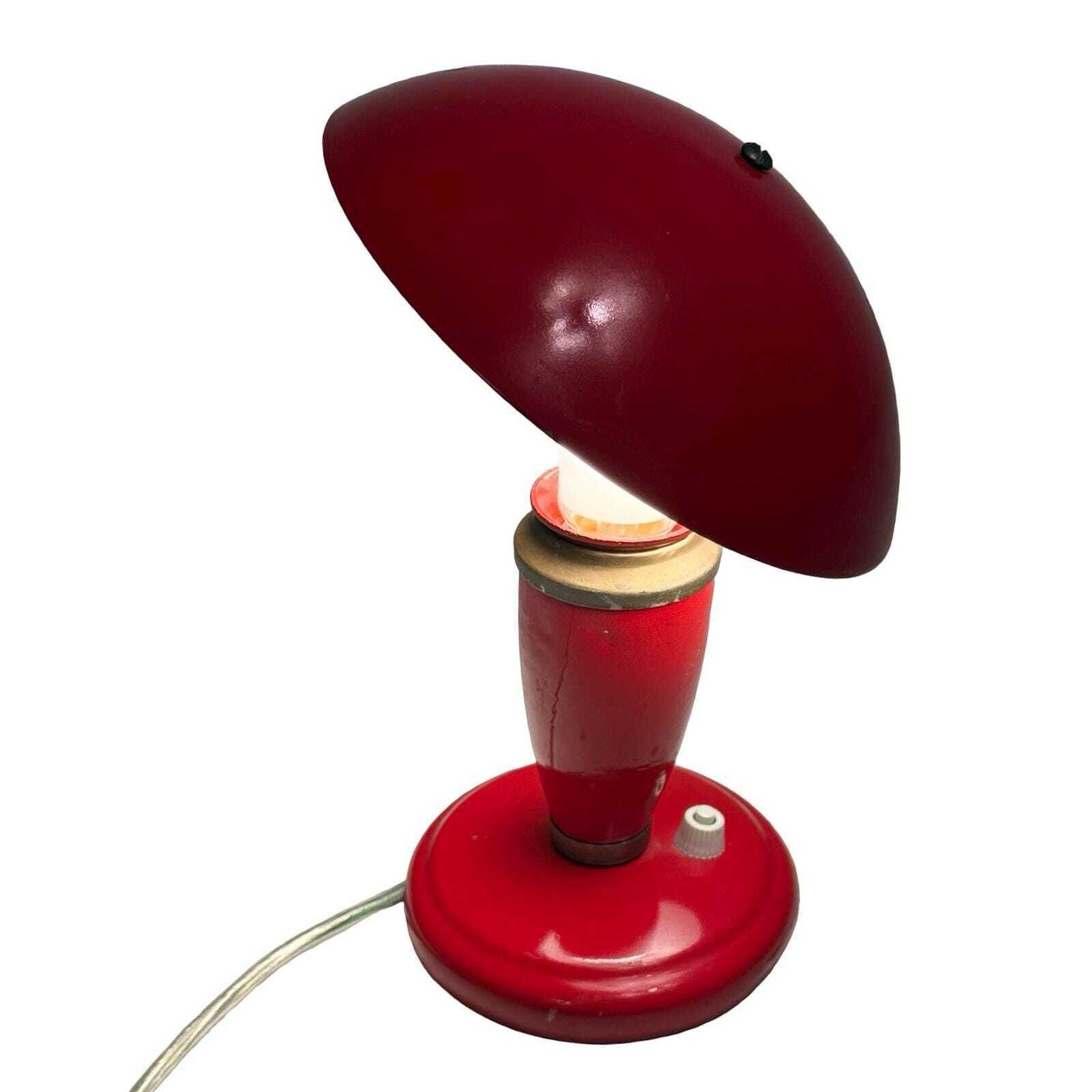 Pop Art / Space Age Design   Mushroom Lamp With Clamped On Shade   Red   Ca. 1960's   Soviet Union photo vinterior