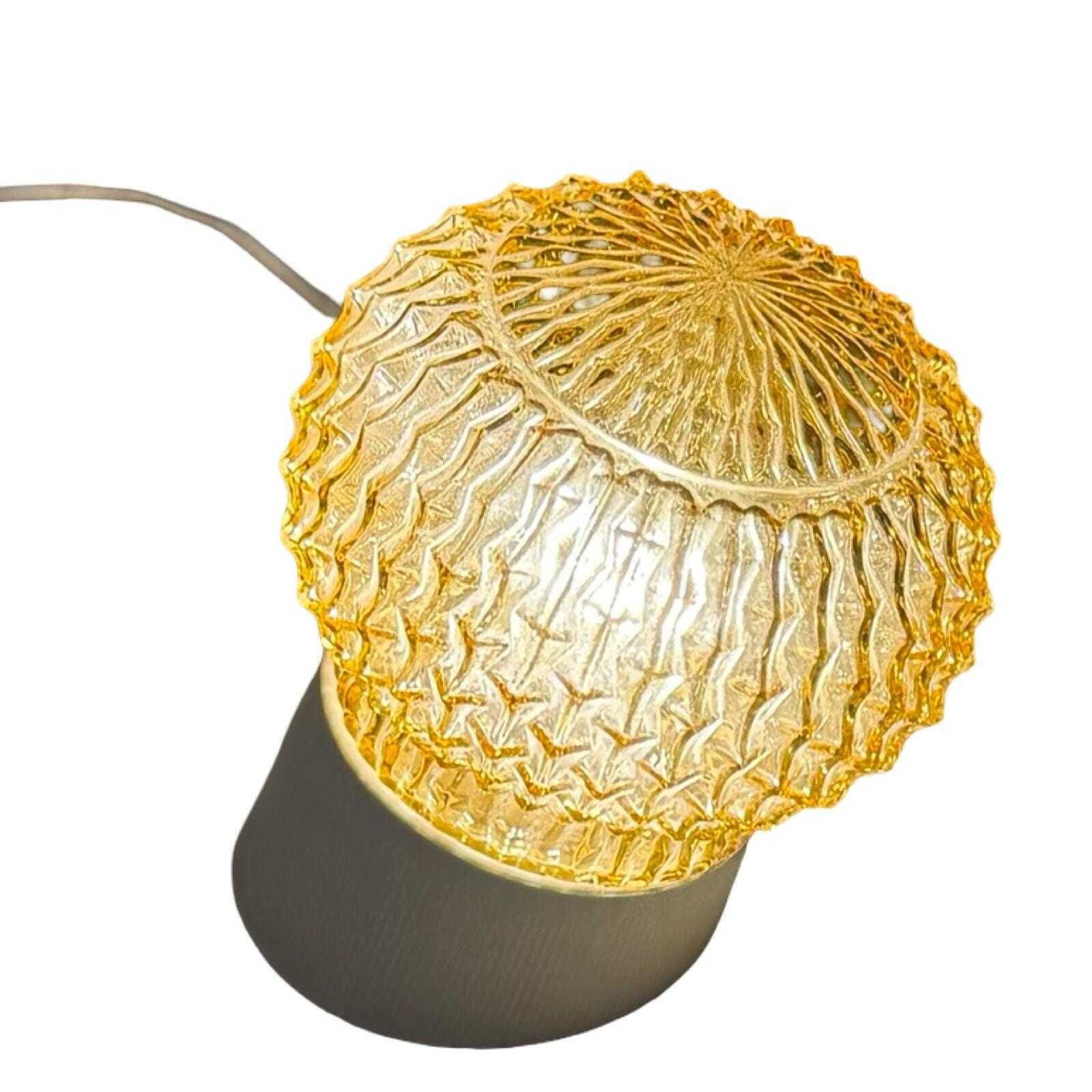 Ca. 1970's Pressed Glass Wall / Ceiling Fixture   Czechoslovakian   Mounted Under An Angle   Porcelain And Yellow Glass