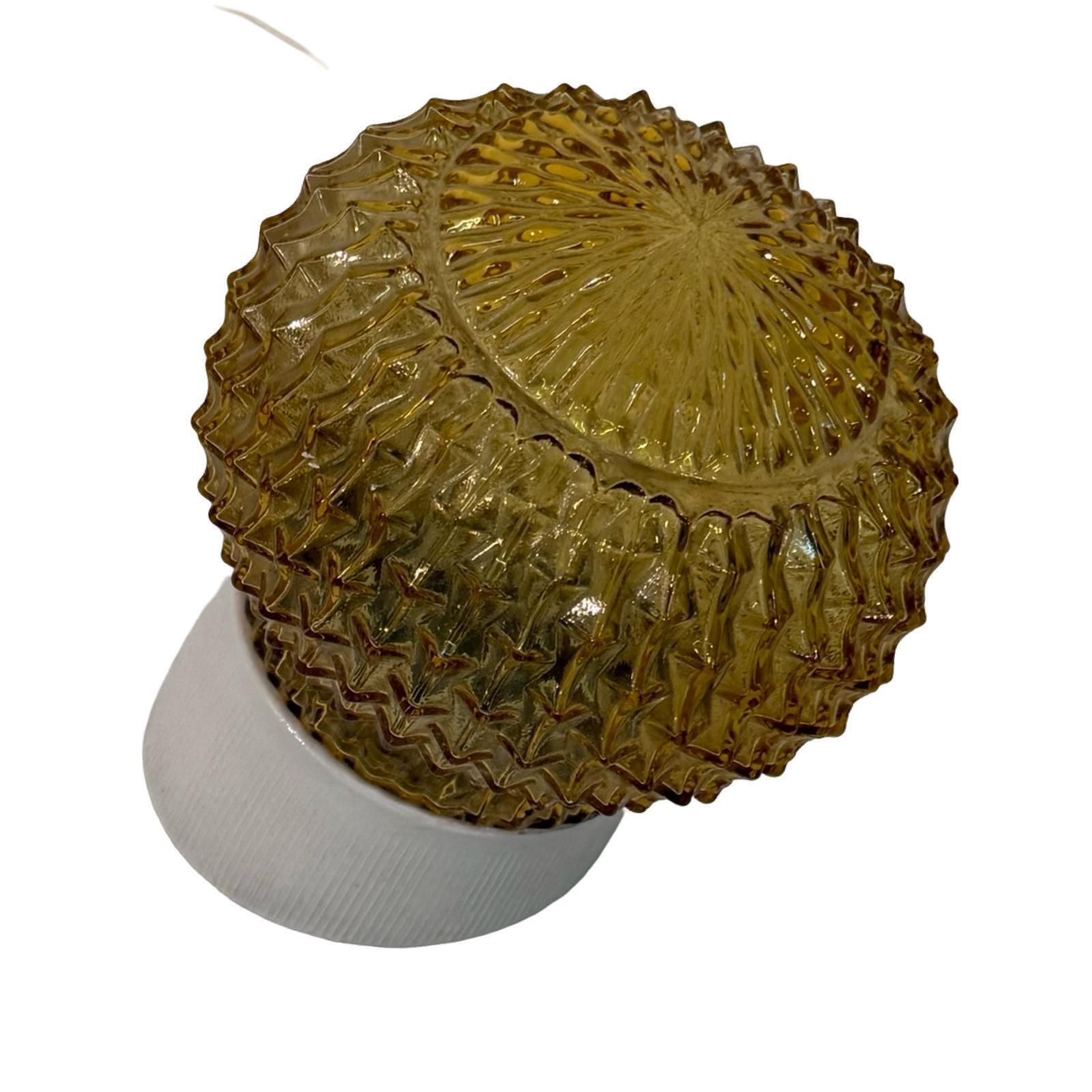 Ca. 1970's Pressed Glass Wall / Ceiling Fixture   Czechoslovakian   Mounted Under An Angle   Porcelain And Yellow Glass photo furniture