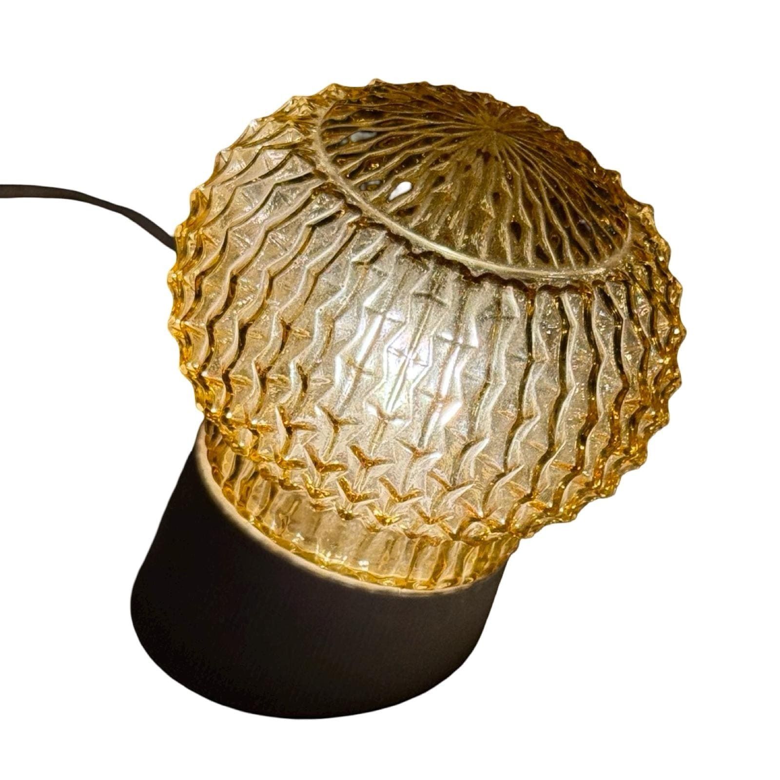 Ca. 1970's Pressed Glass Wall / Ceiling Fixture   Czechoslovakian   Mounted Under An Angle   Porcelain And Yellow Glass photo for sale