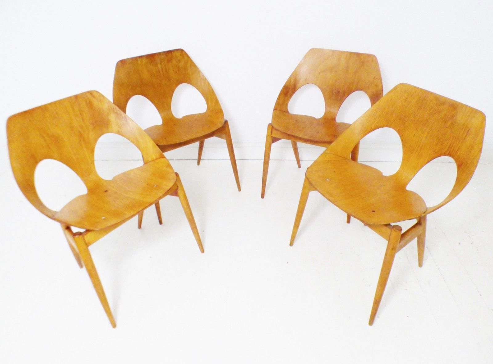 Stunning Set 4 Vintage Kandya Carl Jacobs Jason C2 Bentwood Dining Chairs photo for sale