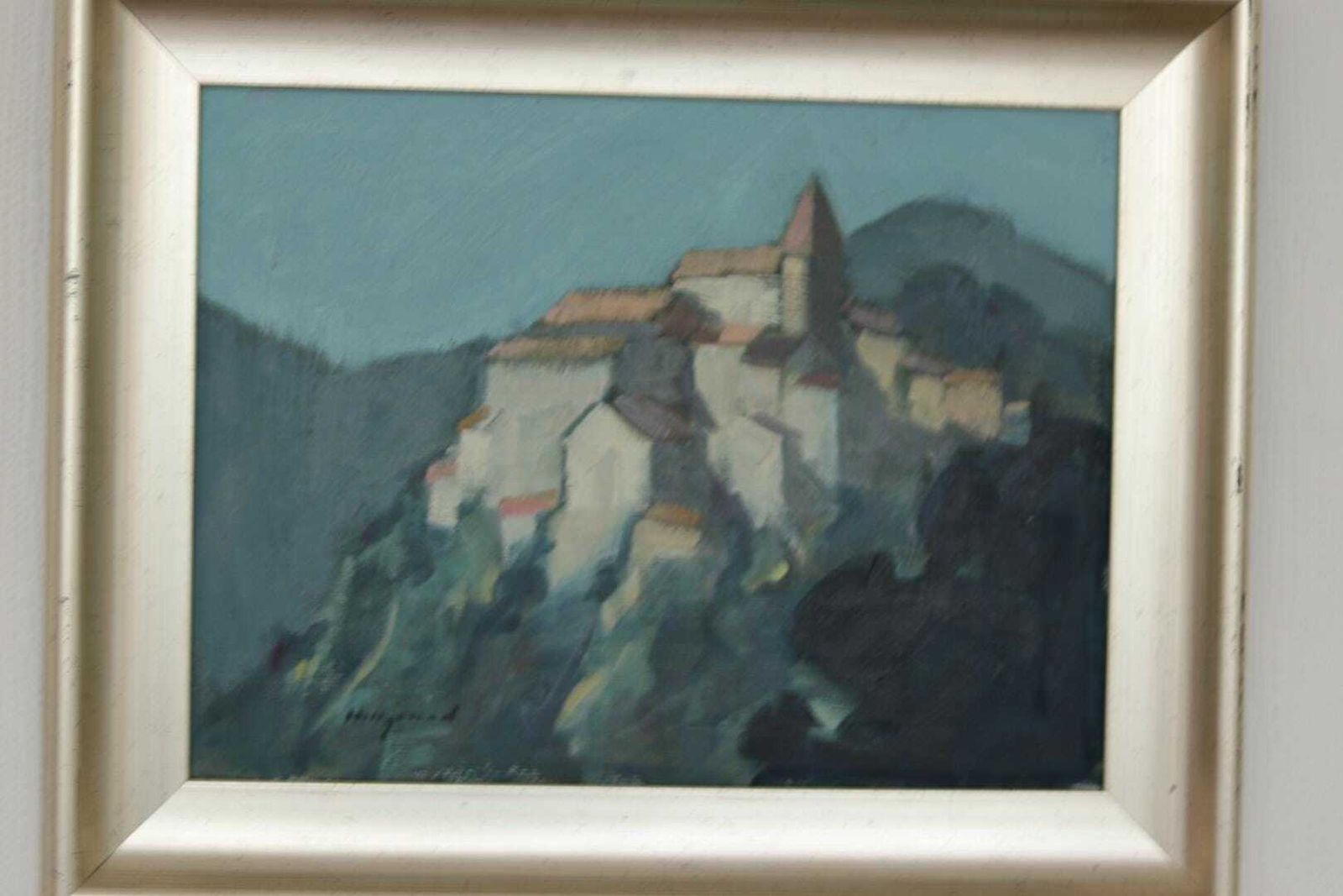 Art Original Mid Century Swedish Oil On Canvas – “Village Motif” By Bengt Hillgrund – Vintage & Framed 42.5 × 53 Cm (16.7" × 20.9") photo