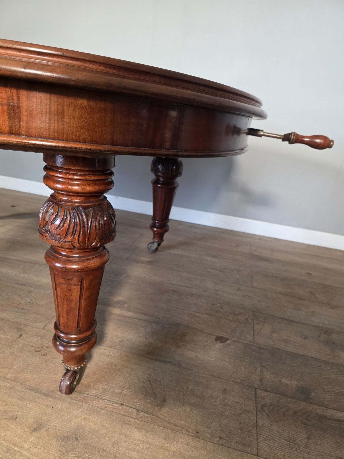 photo furniture Antique Victorian Mahogany Wind Out Table 1860s.