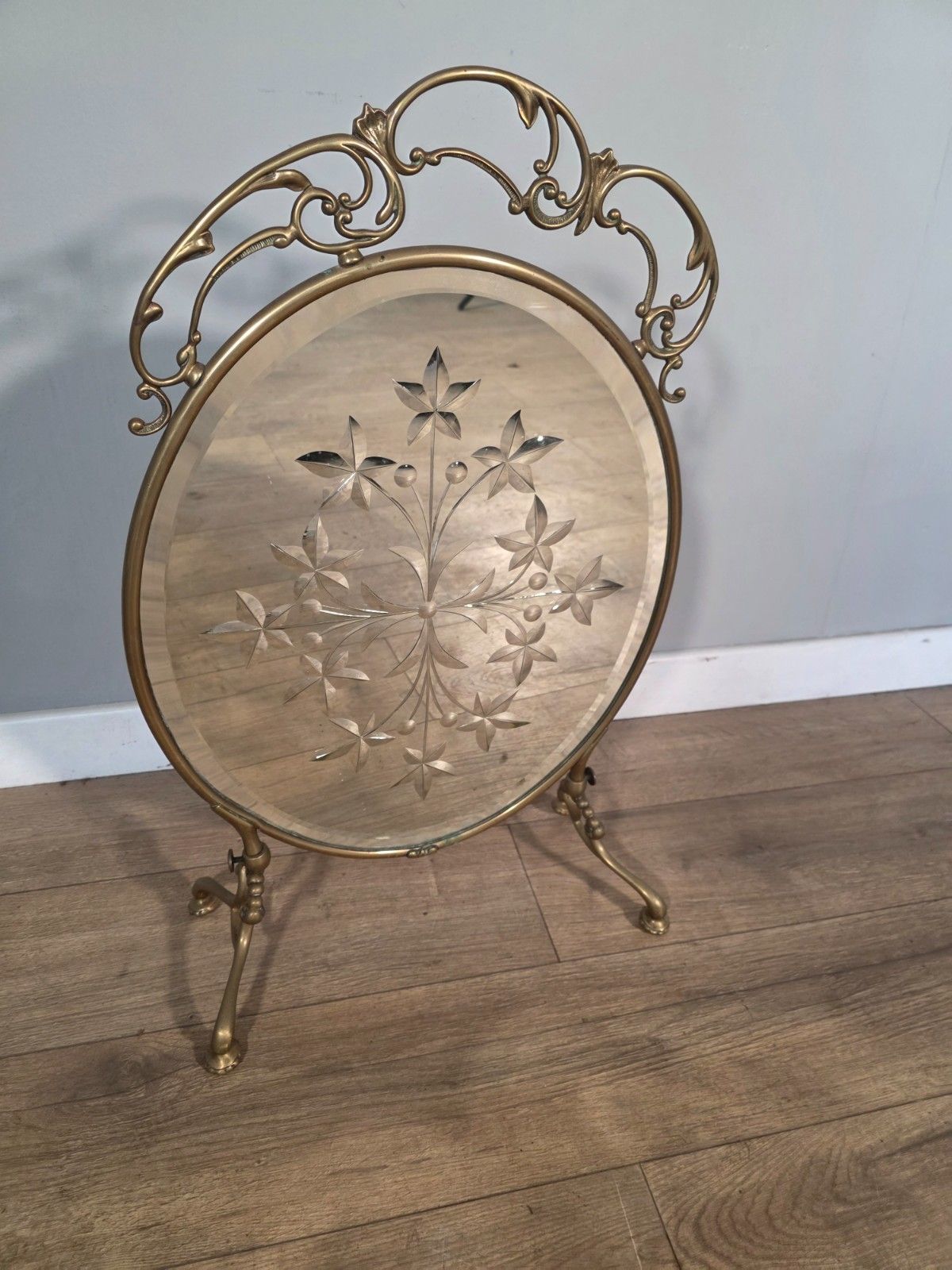 Antique Art Nouveau Style Cut Glass Fire Screen 1900s. photo furniture