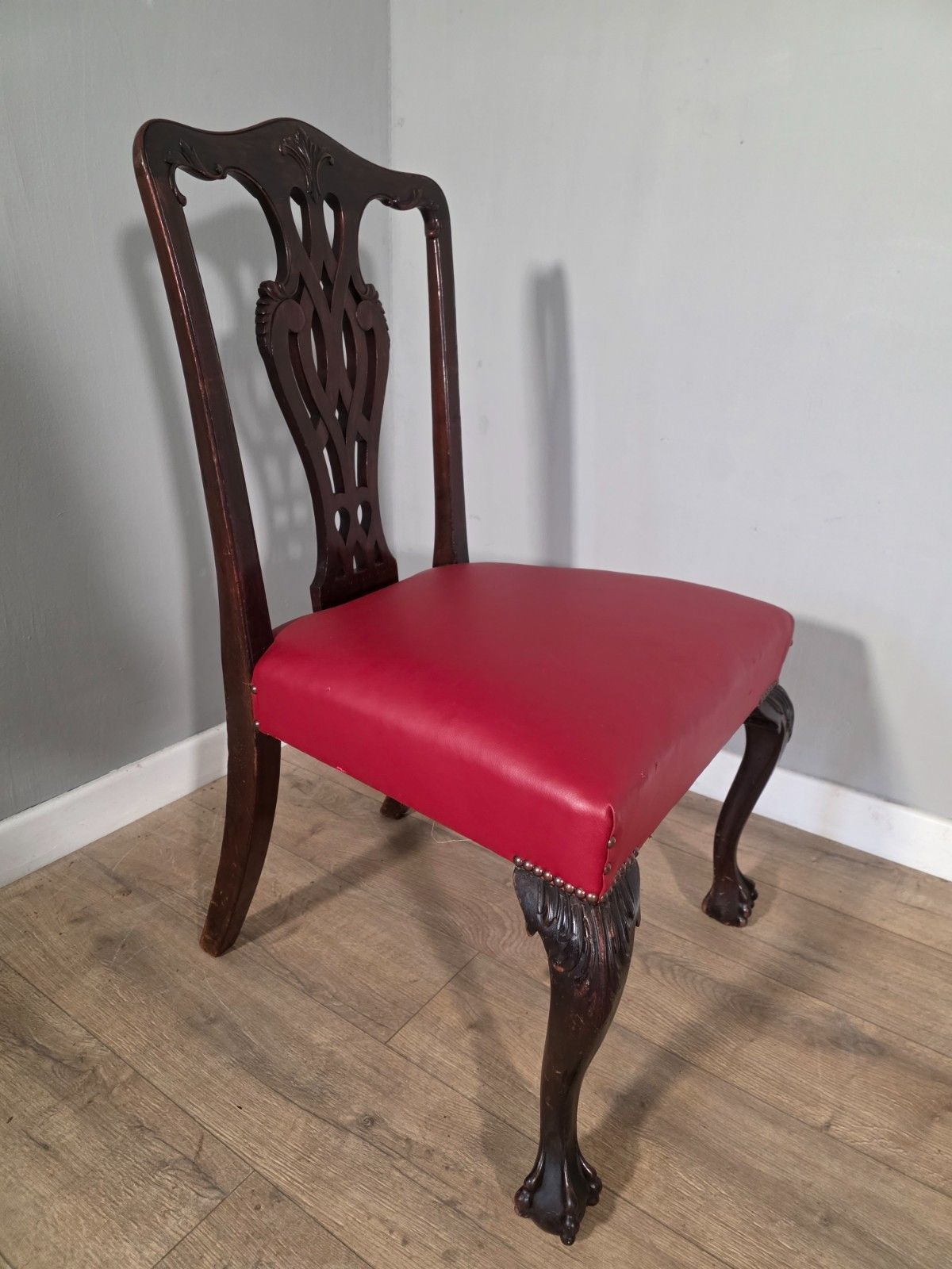 Set Of 4 Antique Mahogany Chippendale Style Dining Chairs 1900s photo vintage