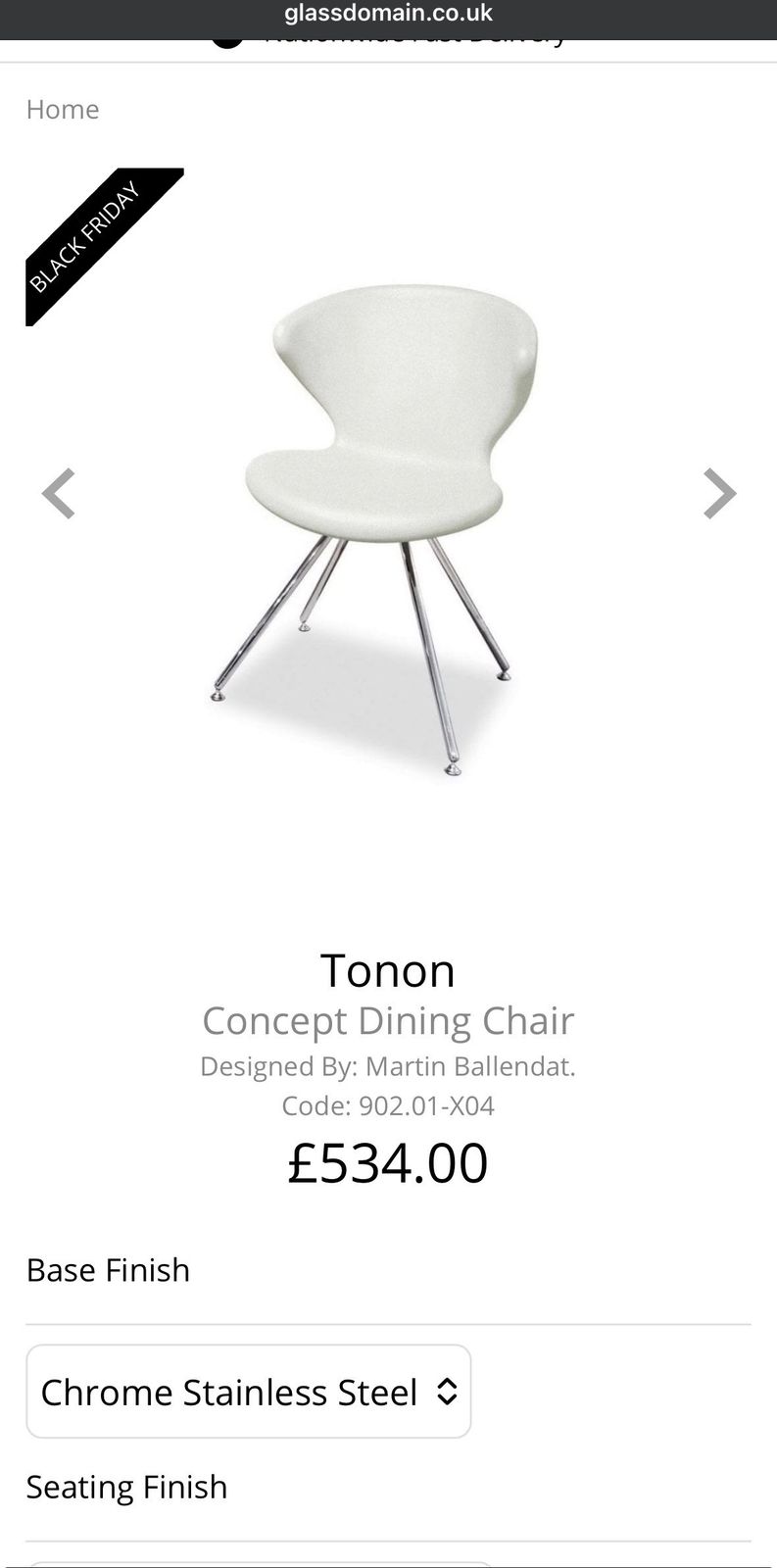 Tonon Concept Dining Chairs X8 And Smoked Glass And Chrome Dining Table photo for sale