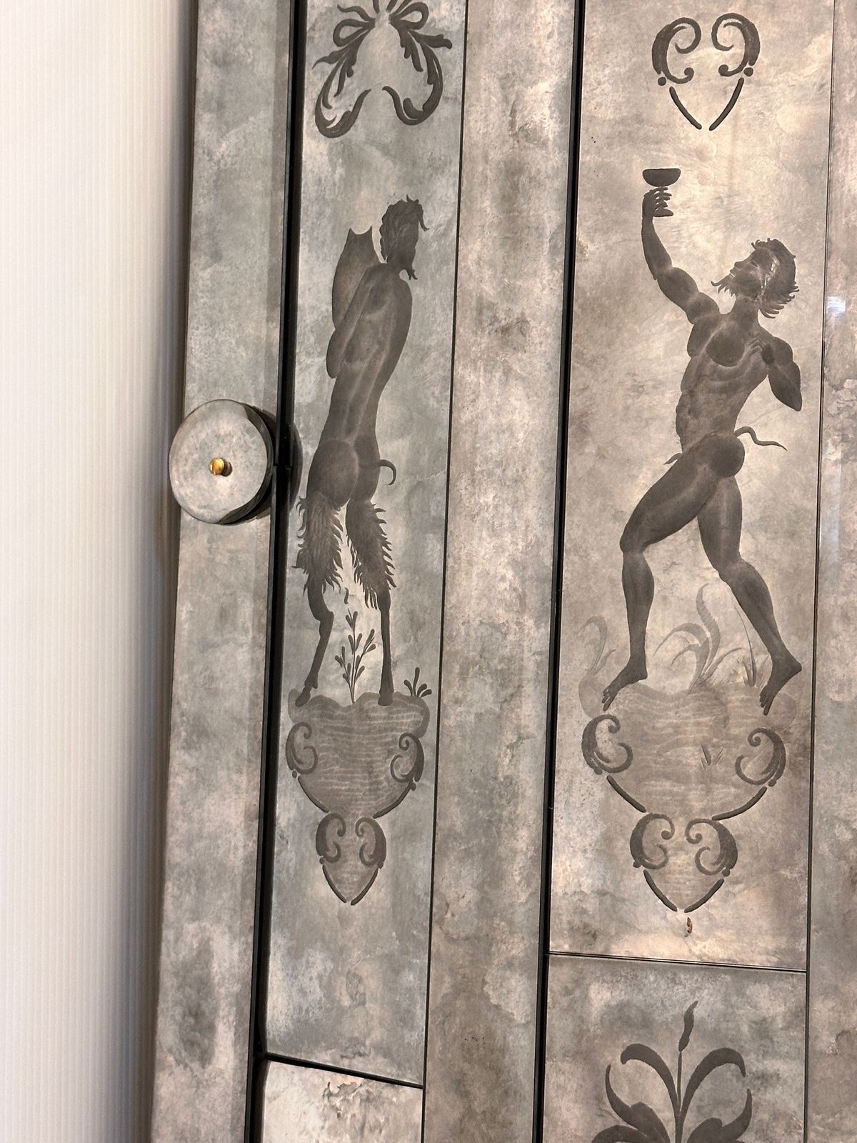 Venetian Mythological Hand Carving Baccus Figures In Antiqued Mirror photo Home Decor