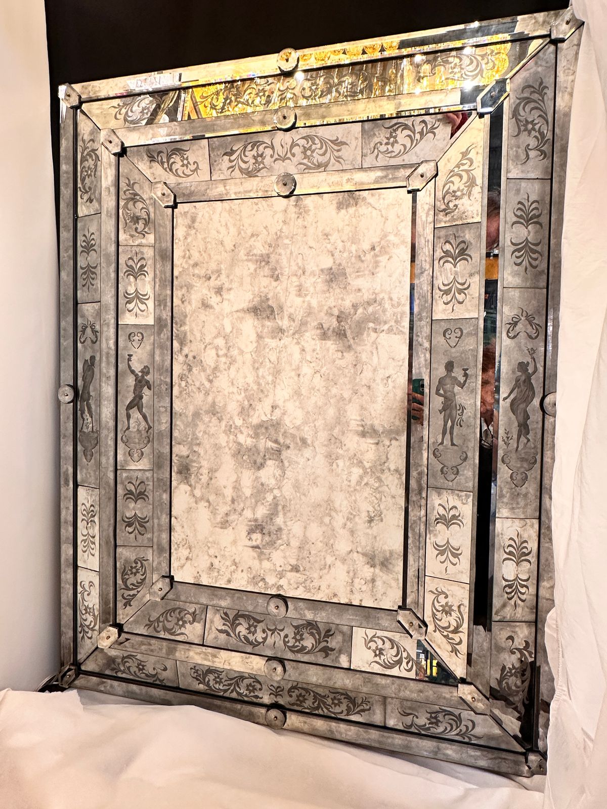 Venetian Mythological Hand Carving Baccus Figures In Antiqued Mirror photo buy