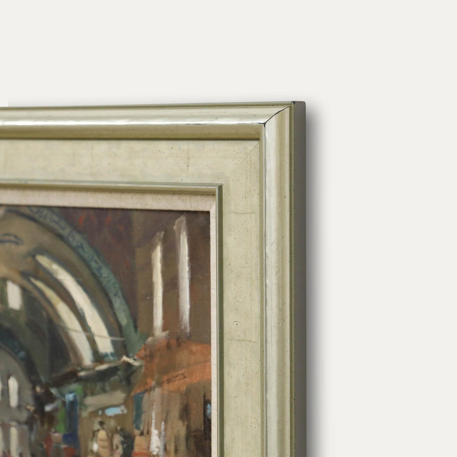 Framed 20th Century Oil The Old Market Bazaar, Istanbul photo 350.0