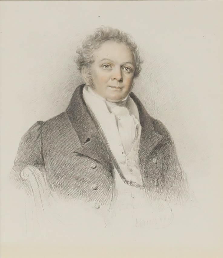 William Moore (1790 1851) 1829 Graphite Drawing, Portrait Of Robert Flower photo furniture