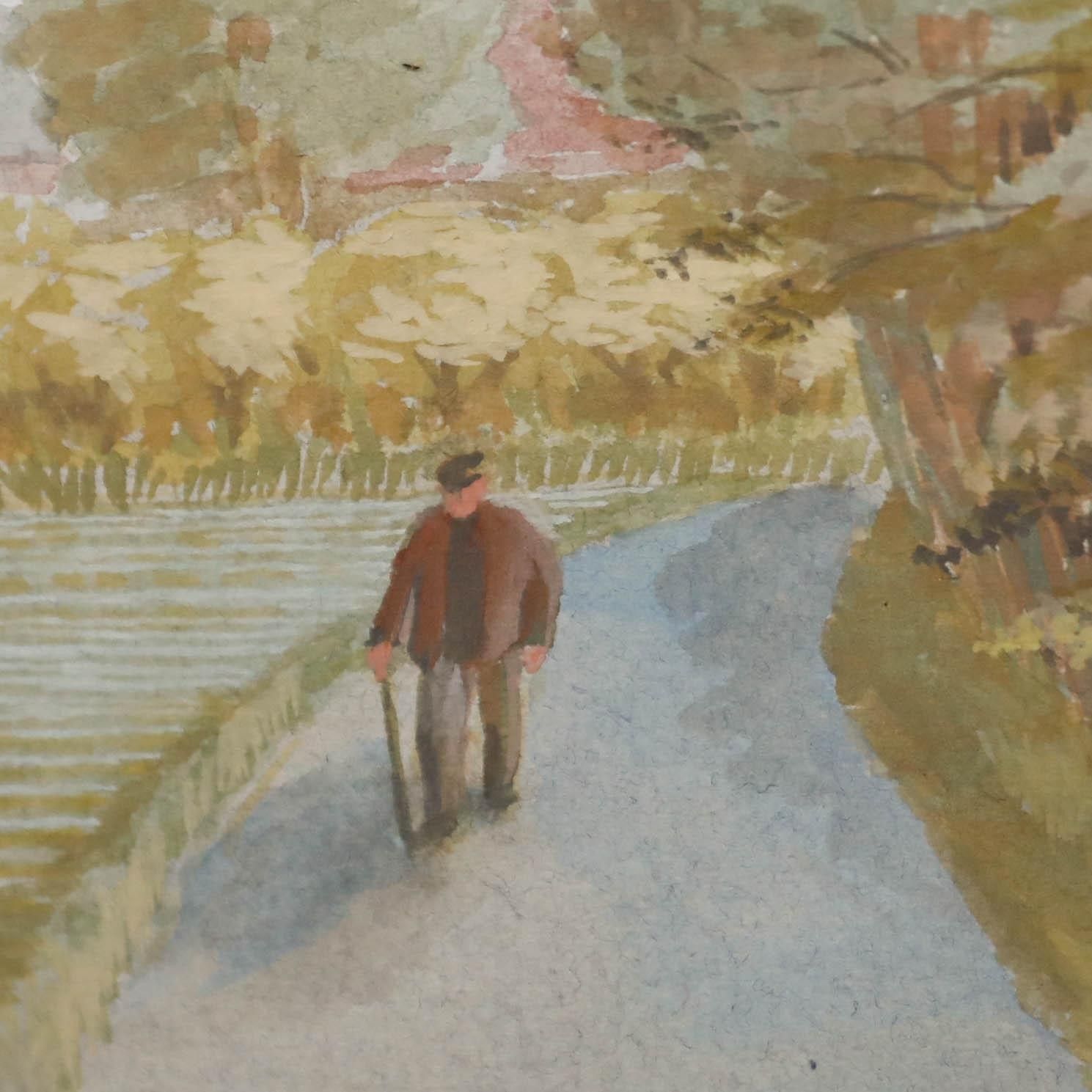 Aingelda Redmond (B.1927) Framed Watercolour, Bottles Lane, Rodmersham photo Art