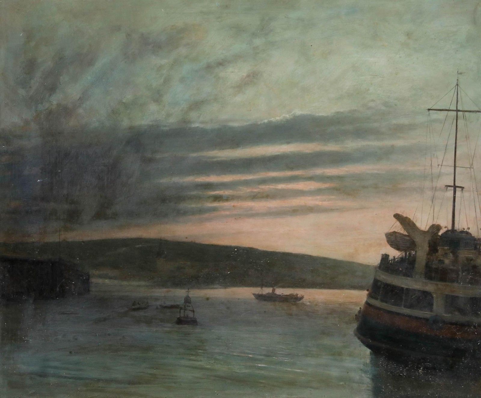 George Weissbort (1928 2013) Framed 1958 Oil, Eventide Harbour photo furniture