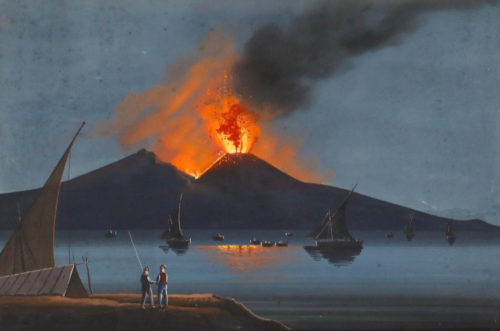 Attrib. Gioacchino La Pira (Act.1839 1870) Gouache, The Eruption Of 1850 photo furniture