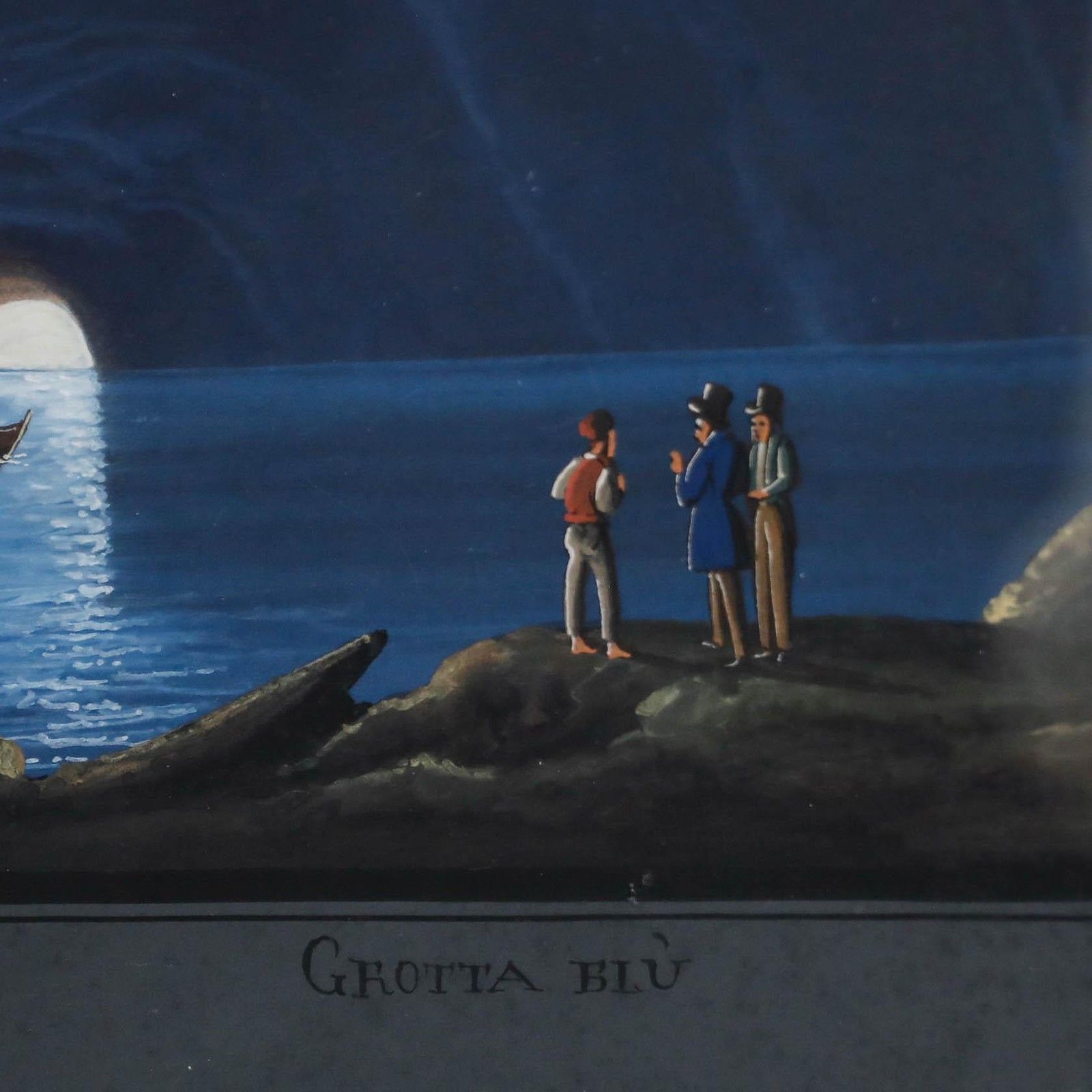 Attrib. Gioacchino La Pira (Act.1839 1870) 19th Century Gouache, Grotta Blu photo Art